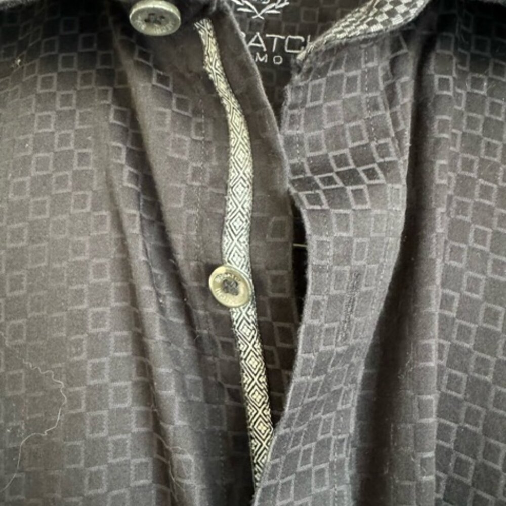 Bugatchi Mens Black on Black Long Sleeve Shirt‎ - Picture 4 of 6